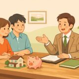 頭金と住宅購入の計画をFPに相談する夫婦のイメージ