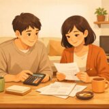 住宅ローン返済と家計の見直しを相談する夫婦のイメージ