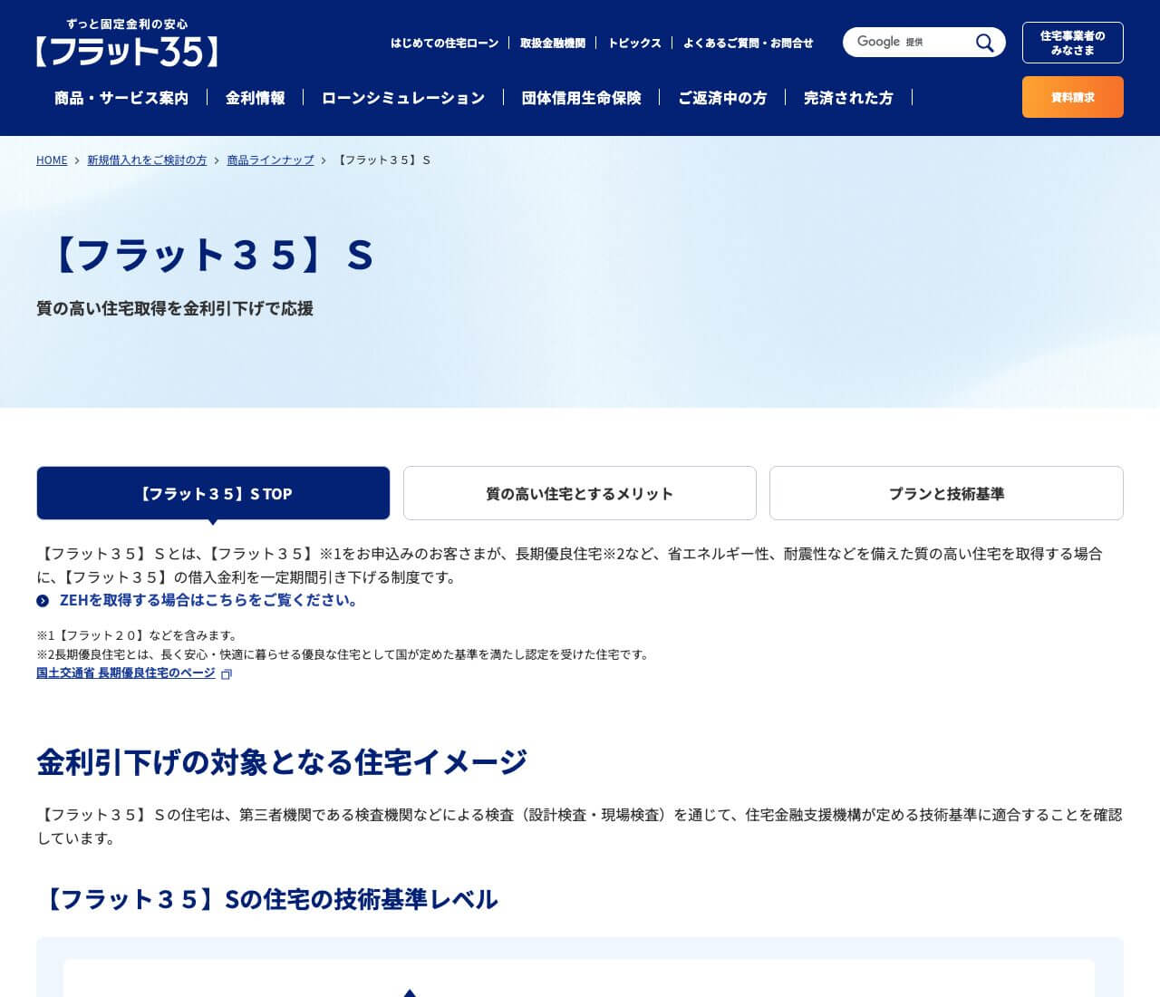 住宅金融支援機構【フラット35】Sの金利引き下げ制度の公式ページ